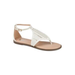JOURNEE COLLECTION Womens White Memory Foam Niobi Buckle Thong Sandals 10